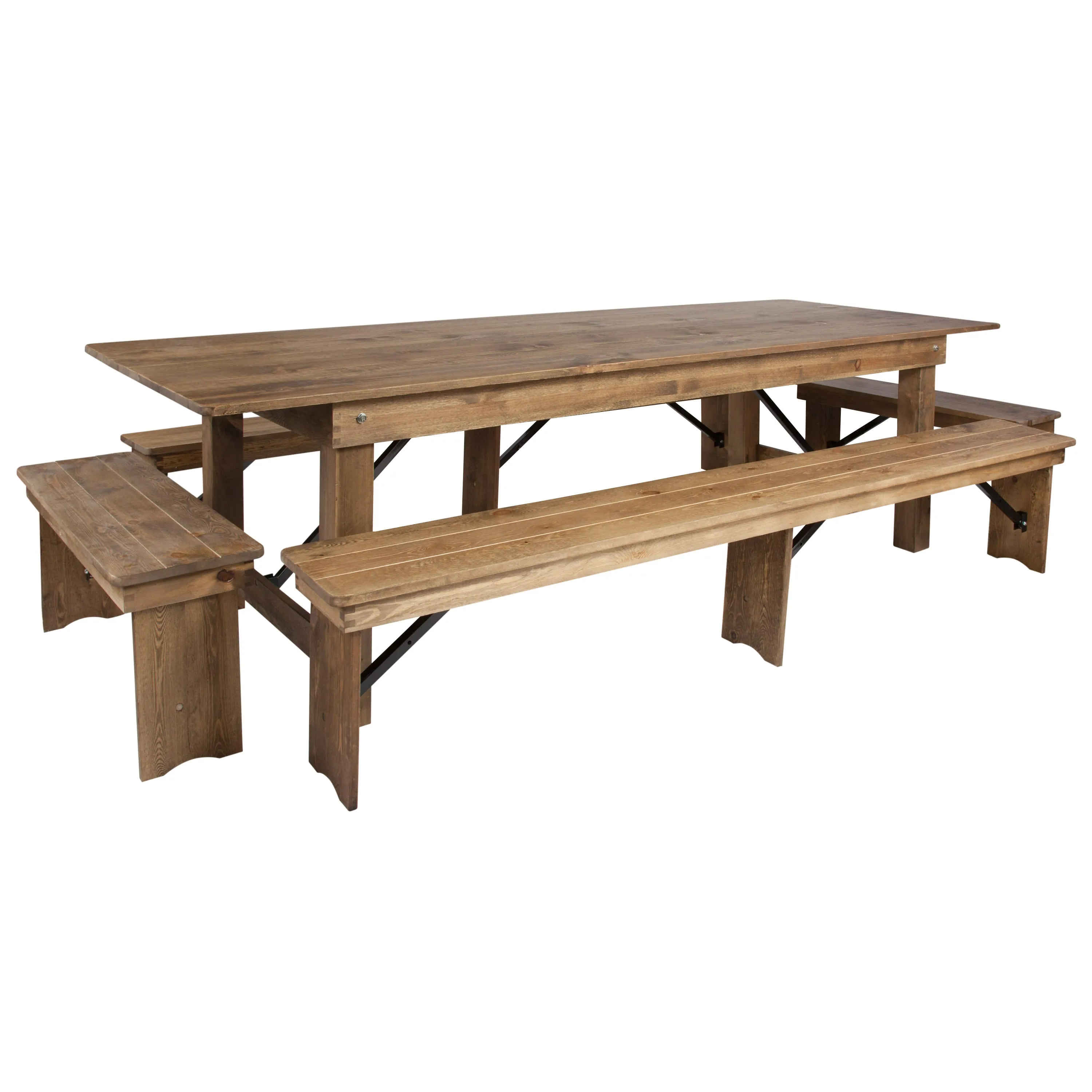 HERCULES Series 9' x 40" Folding Farm Table and Four Bench Set