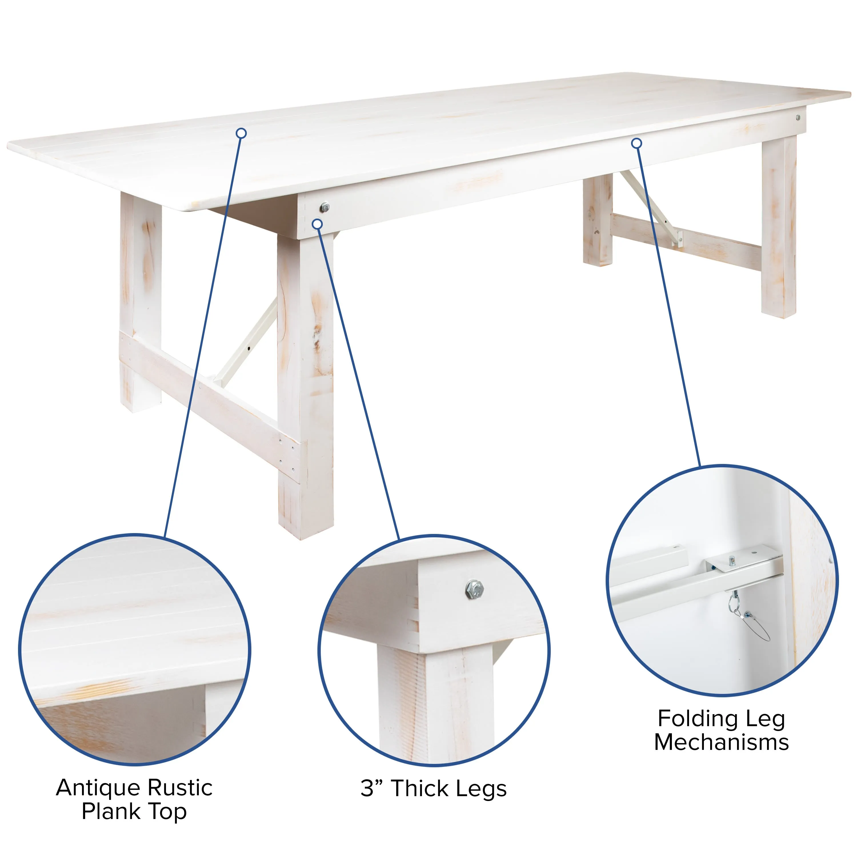 HERCULES Series 9' x 40" Folding Farm Table and Four Bench Set