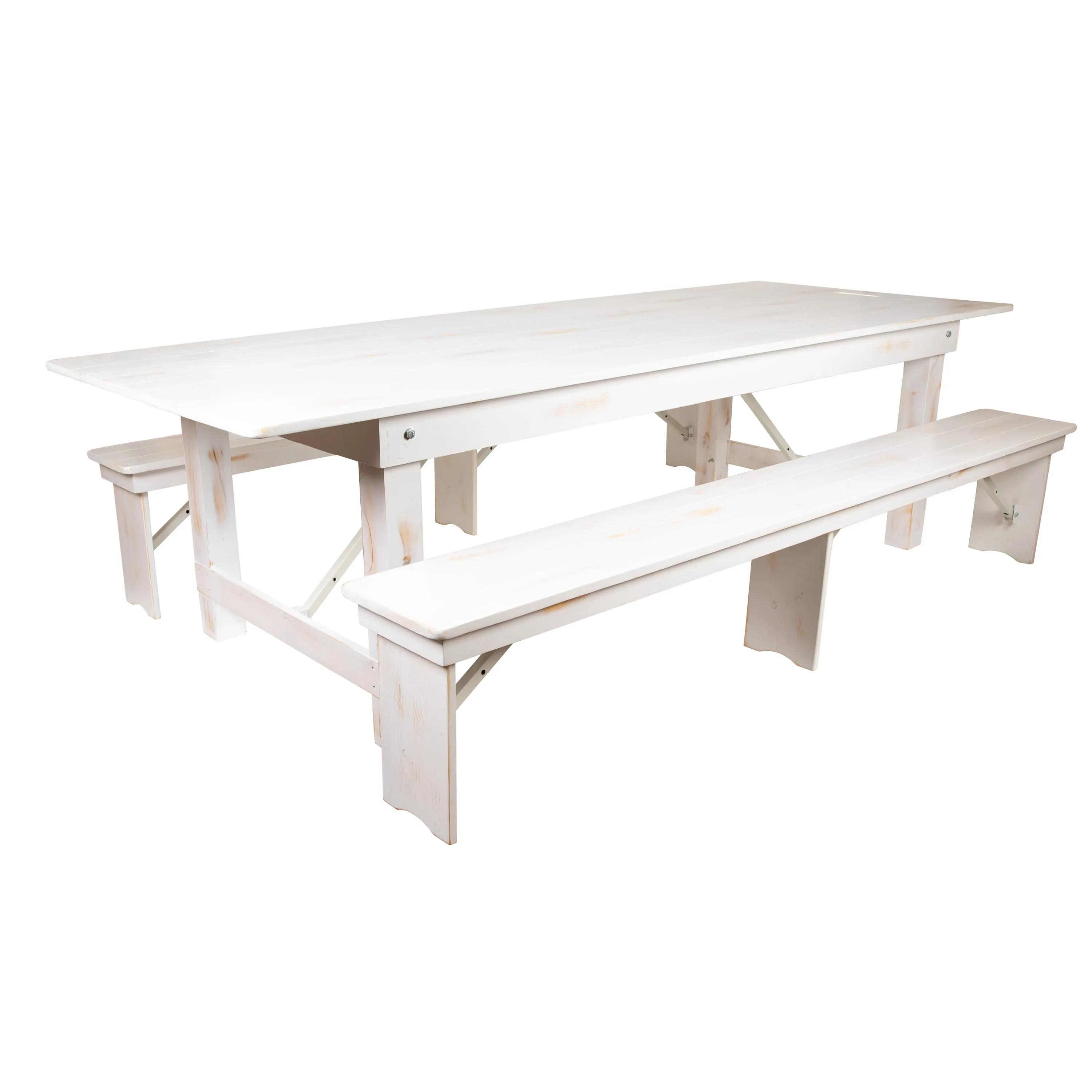 HERCULES Series 9' x 40" Folding Farm Table and Two Bench Set