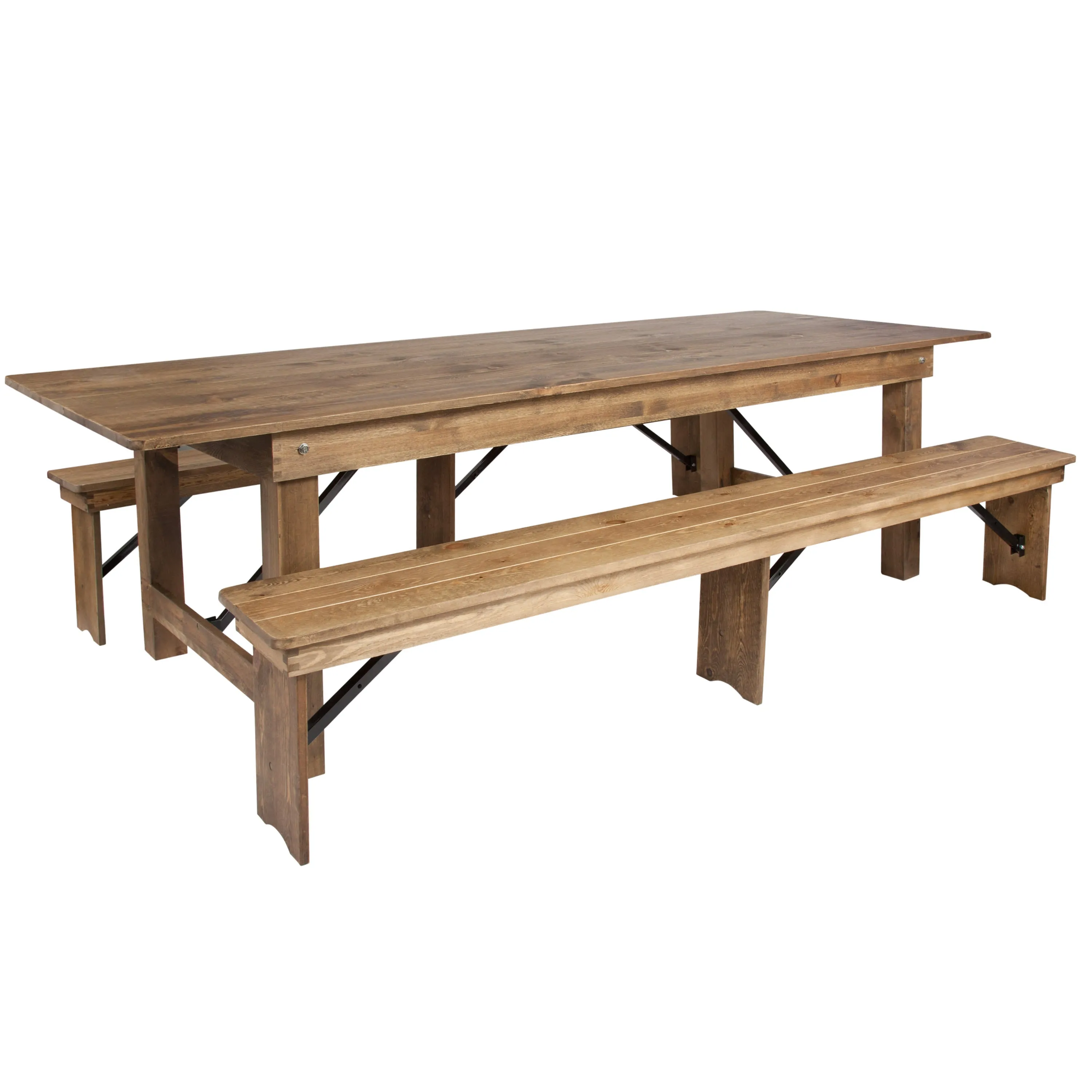 HERCULES Series 9' x 40" Folding Farm Table and Two Bench Set