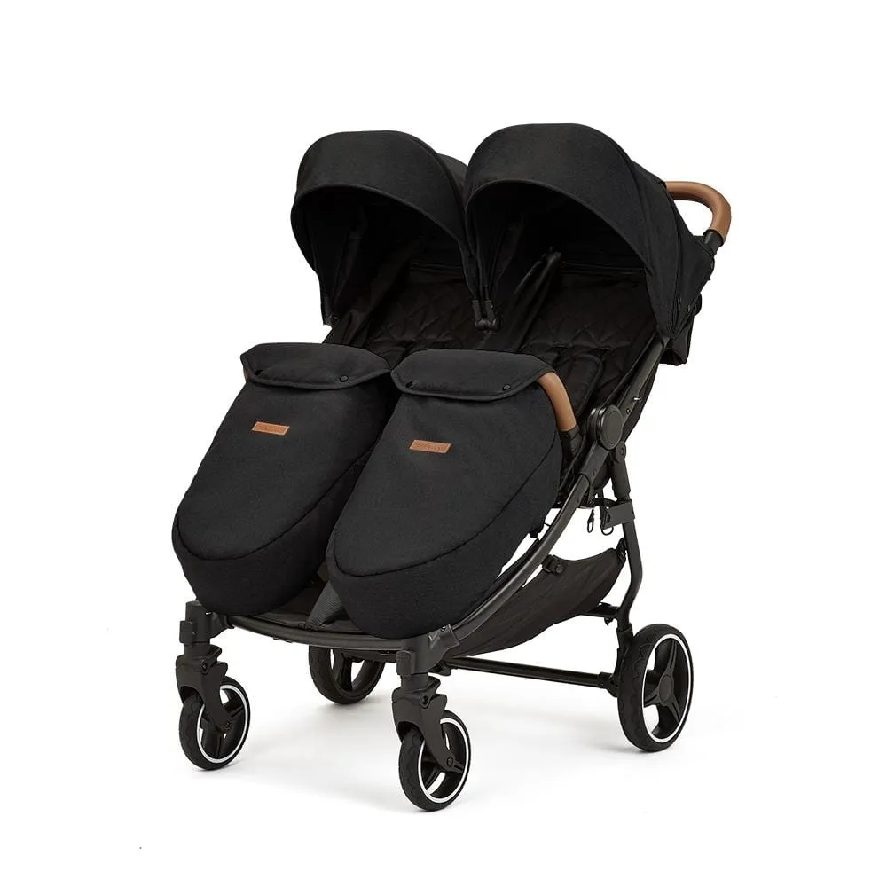 Ickle Bubba Venus Max Double Stroller Black / Black / Tan