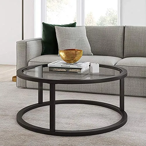 INDIAN DECOR. 45382 Engineered Wood Round Coffee Table/Center Table (Black)