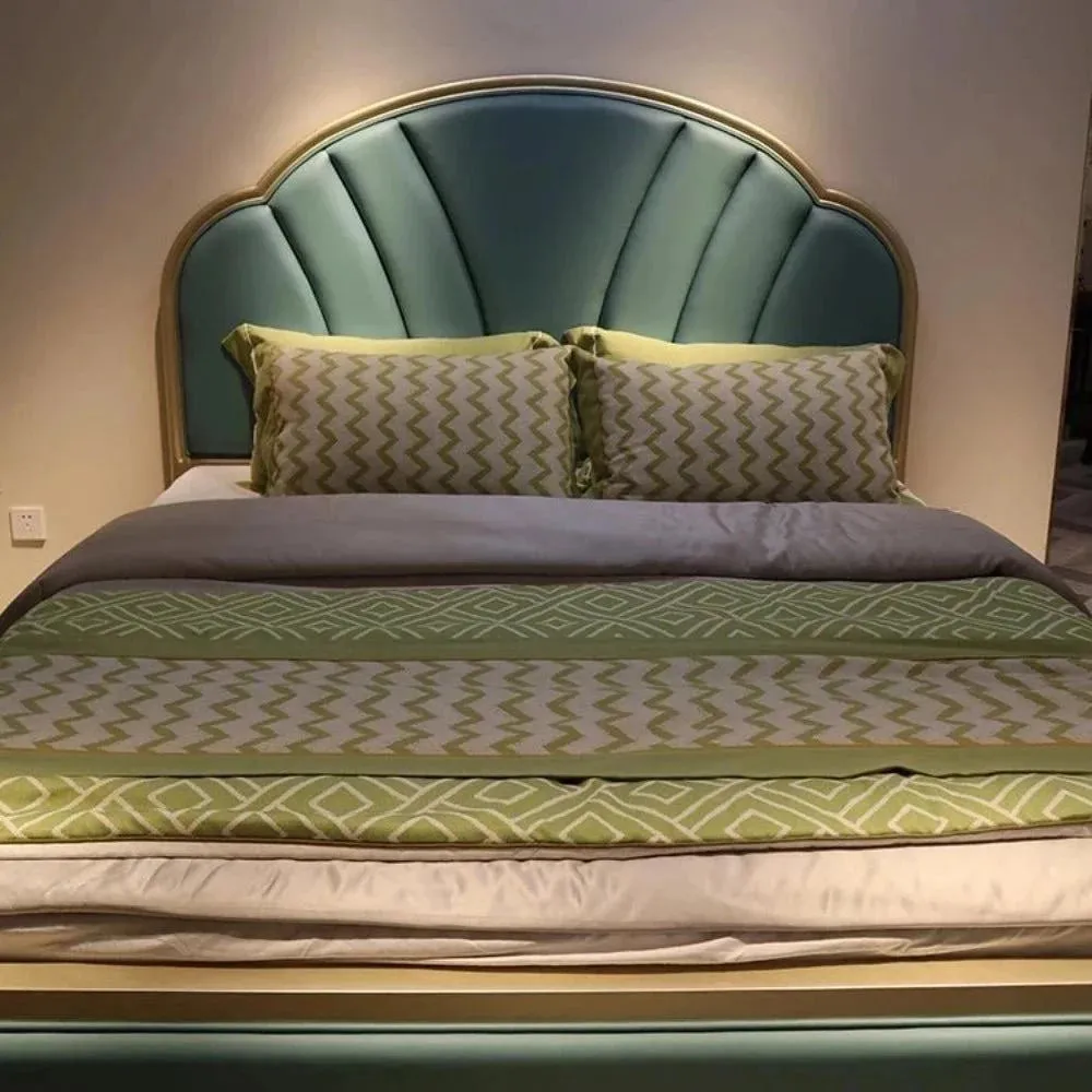 Ironic Upholstered Luxury Bed With Storage In Sea Green Suede