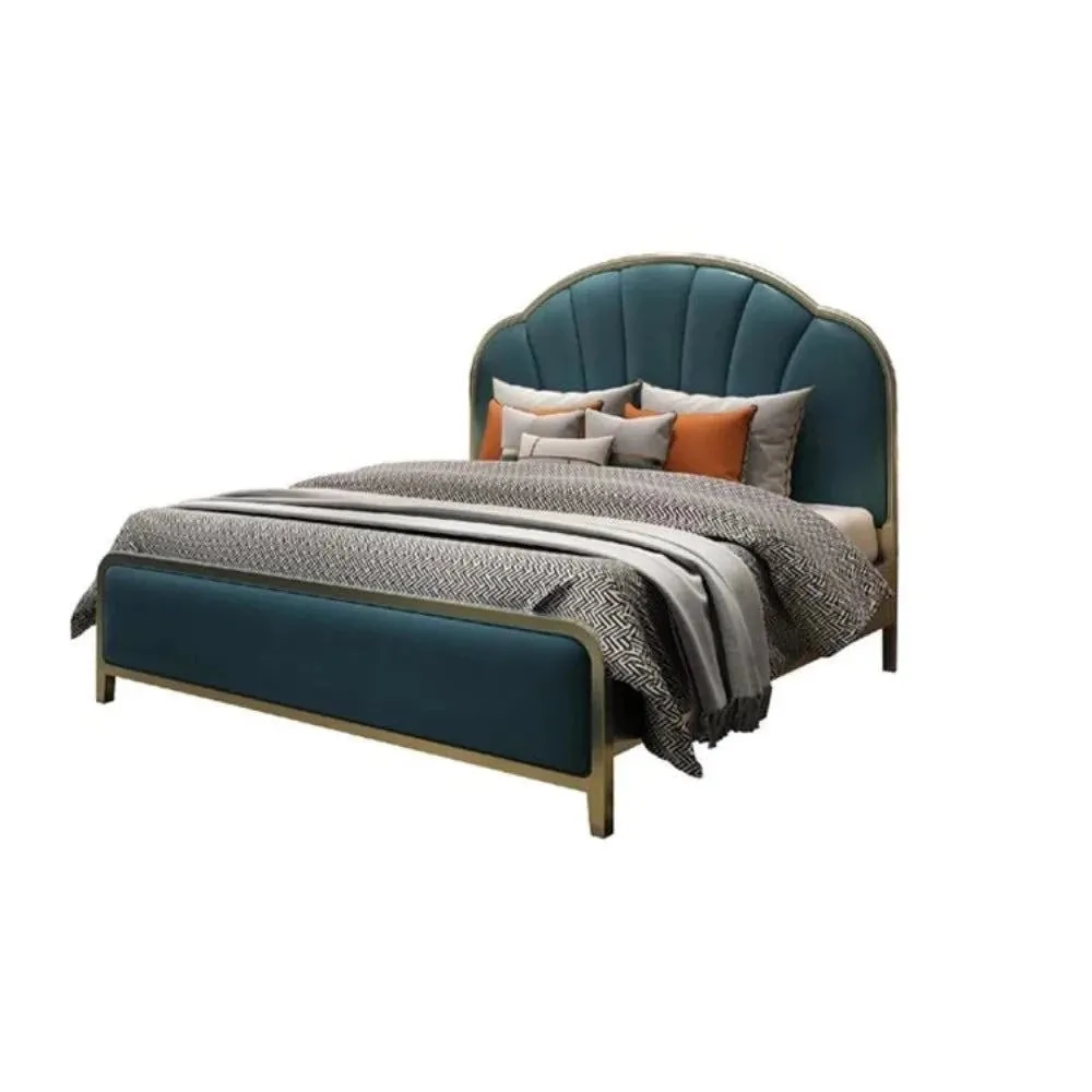 Ironic Upholstered Luxury Bed With Storage In Sea Green Suede