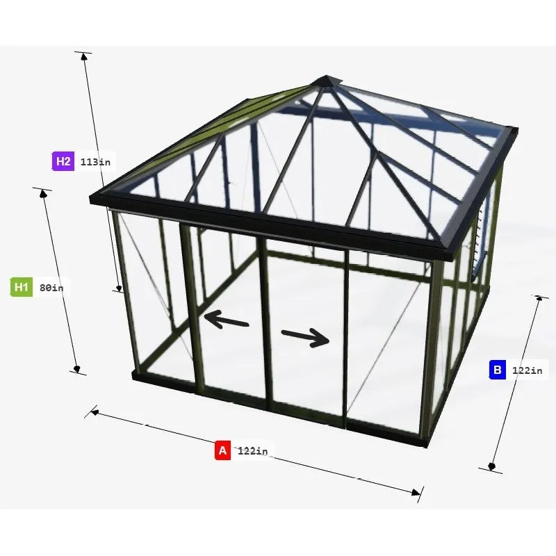 Janssens | Pyramid Glass Greenhouse Kit With 4mm Tempered Glass Glazing