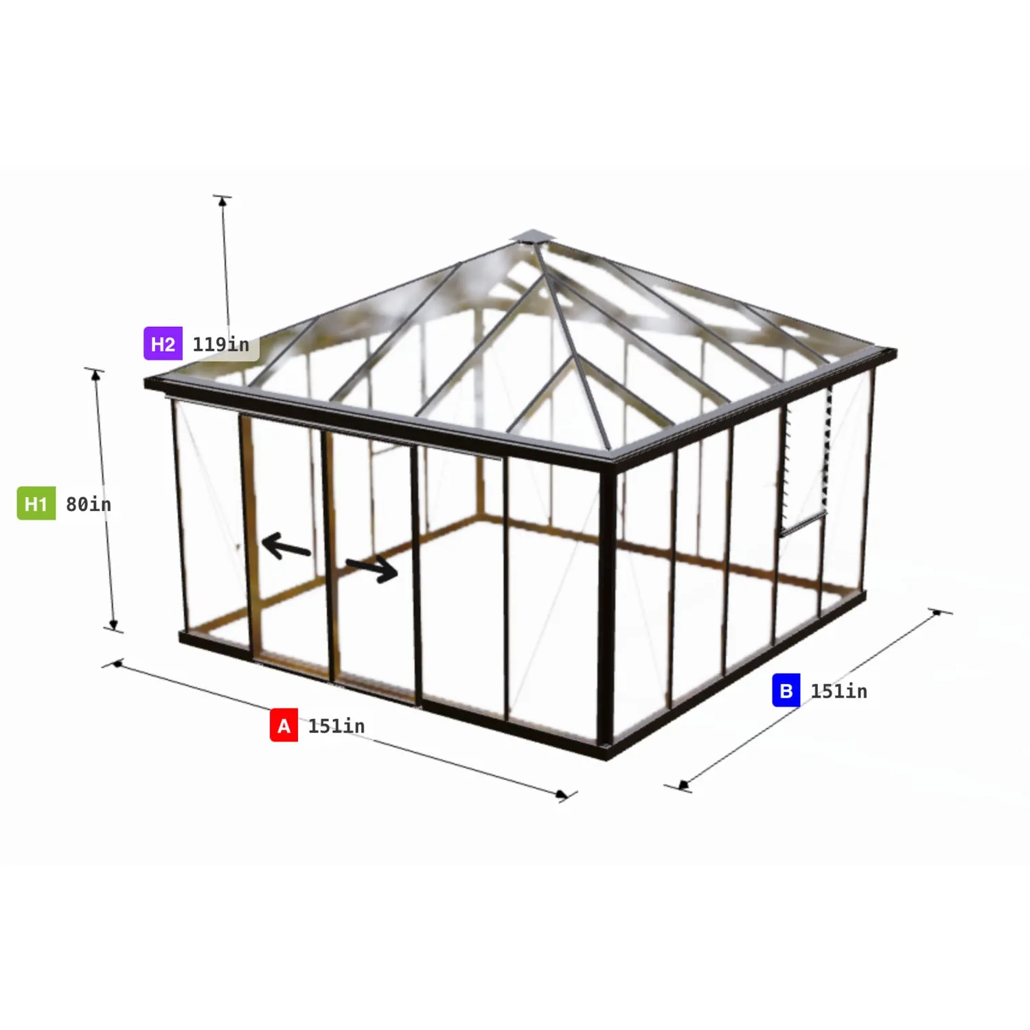 Janssens | Pyramid Glass Greenhouse Kit With 4mm Tempered Glass Glazing