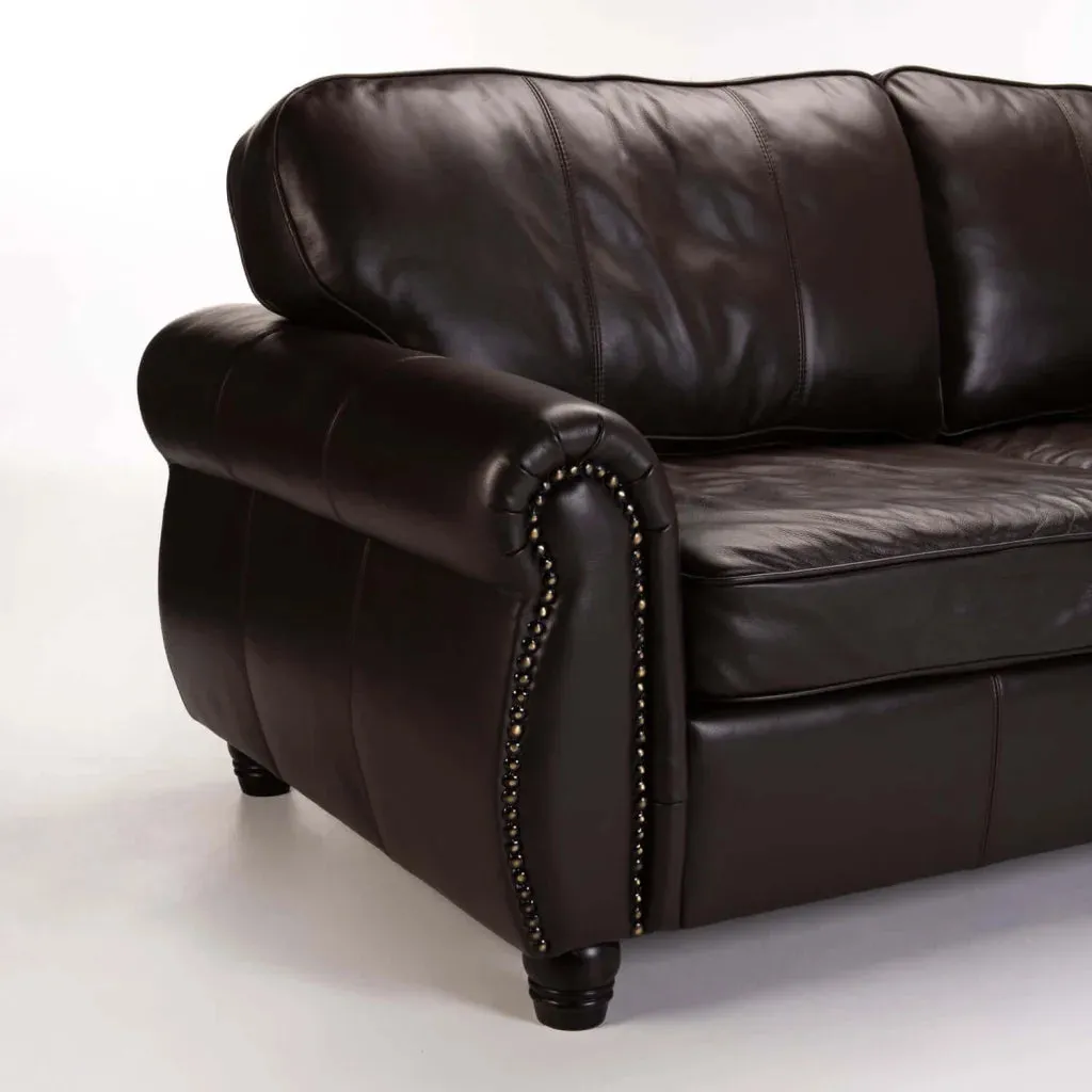 KINGSLEY GENUINE LEATHER 3 SEATER COUCH