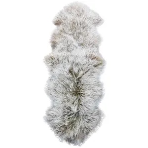 Kinsley Tibetan Lamb Hide in Beige with white tip - Double