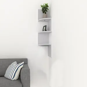 Living Room White Corner Shelves Wall Mounted Zigzag Floating Shelves