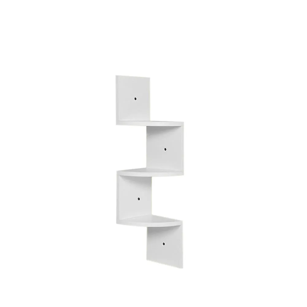 Living Room White Corner Shelves Wall Mounted Zigzag Floating Shelves