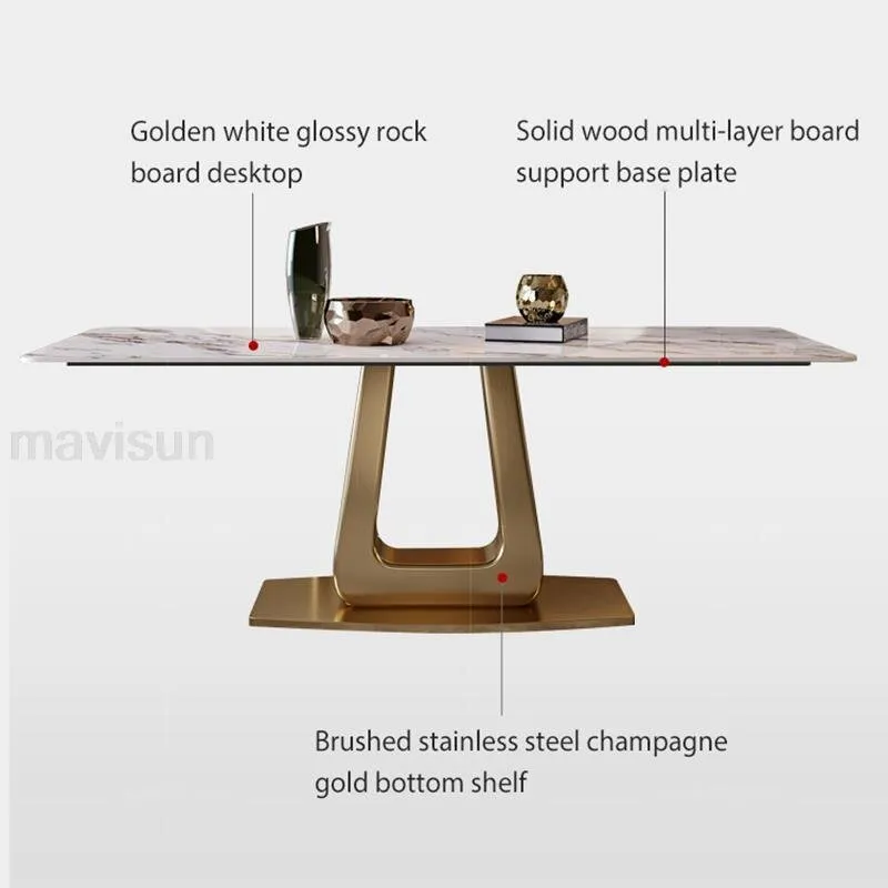 Luxurious Dining Table Set with Steel Base Plate