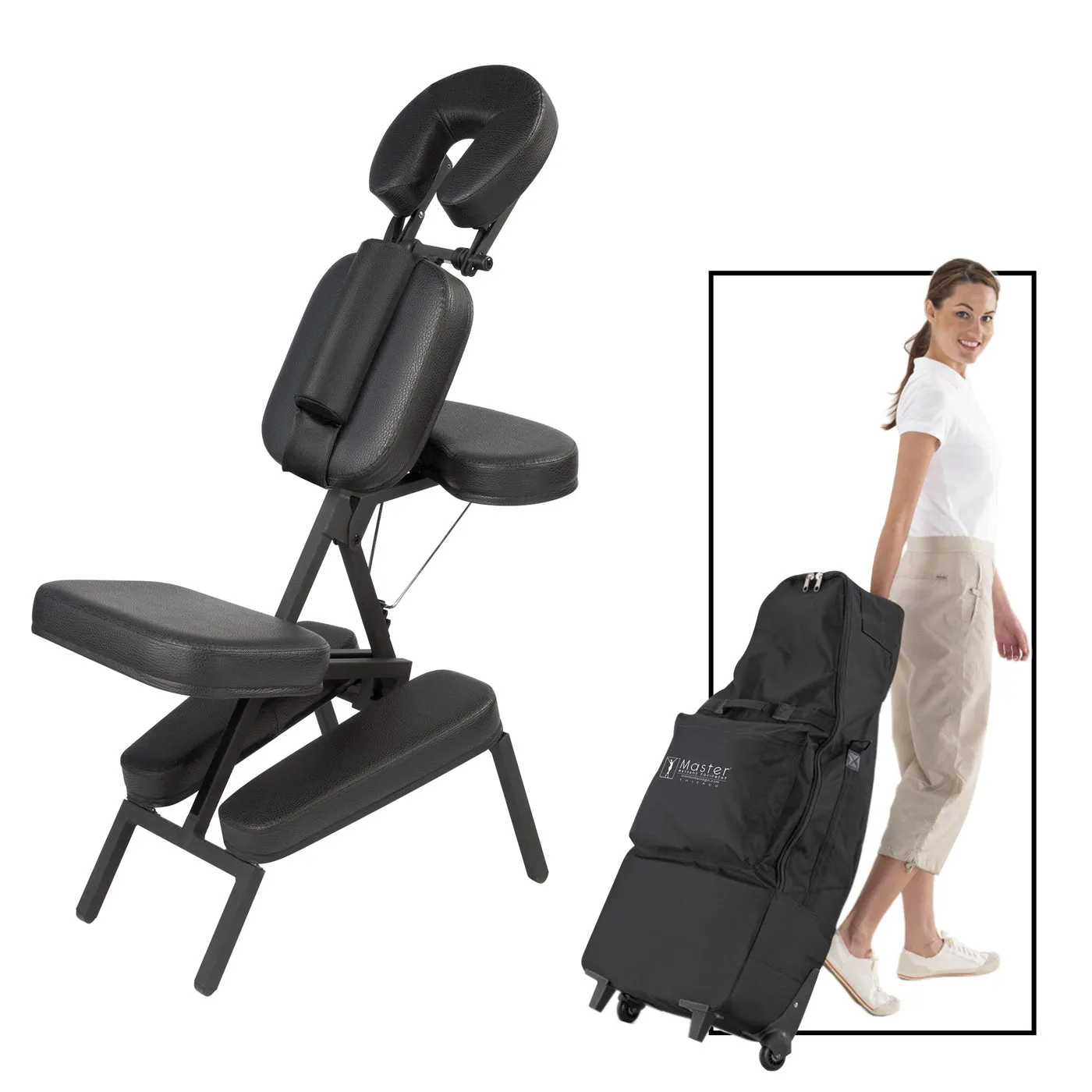 Master Massage - The HUSKY APOLLO XXL Portable Massage Chair Package - Largest Cushions on the Market! (Black Colour)