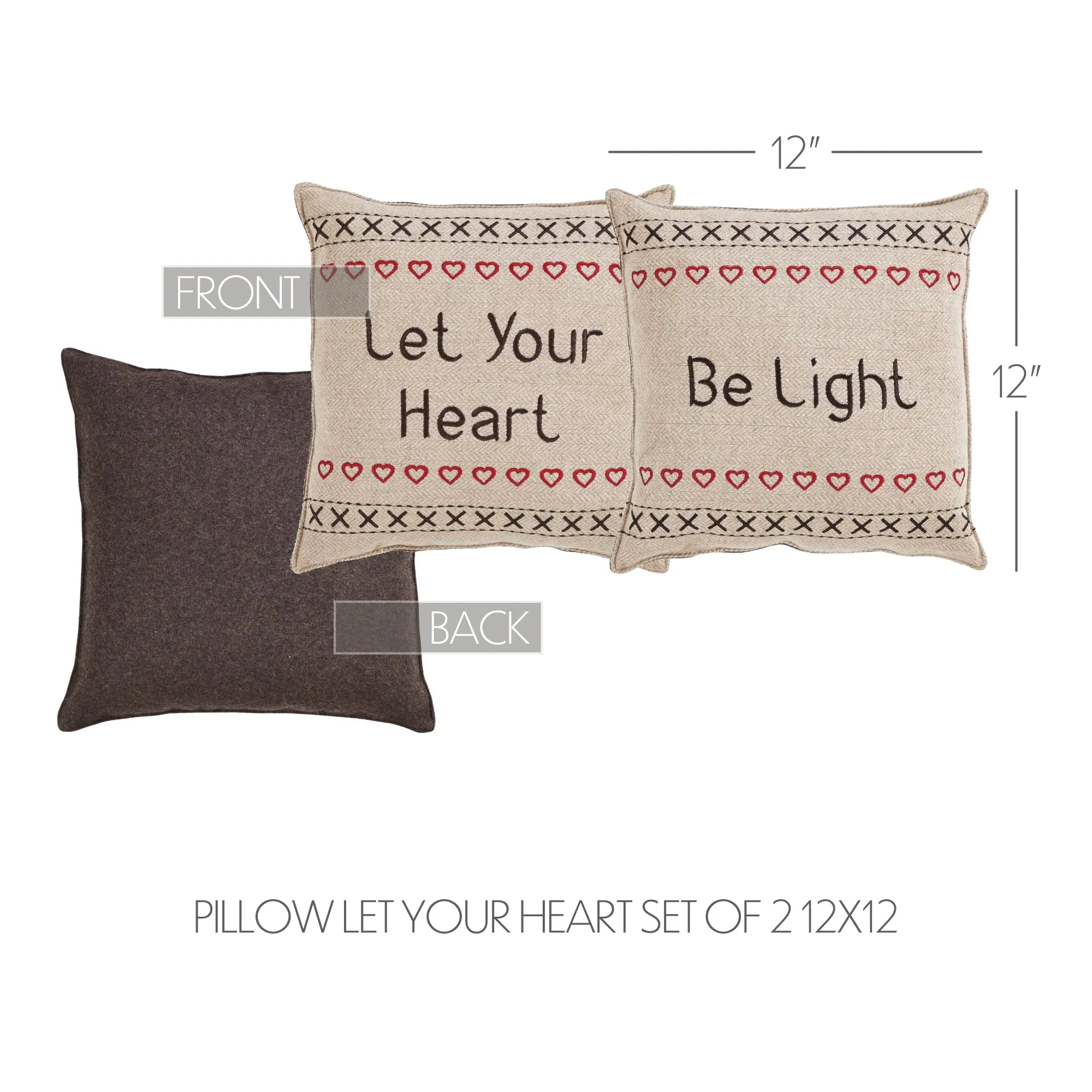 Merry Little Christmas Pillow Let Your Heart Set of 2 12x12