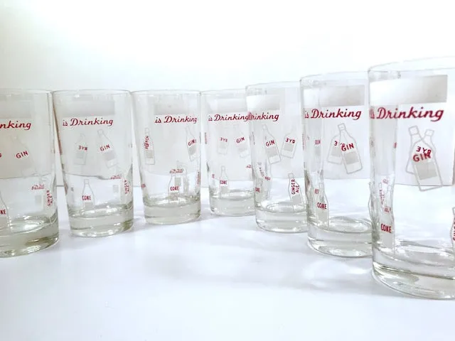 Mid-Century Personalized Vintage "Is Drinking" Glasses (Set of 7)