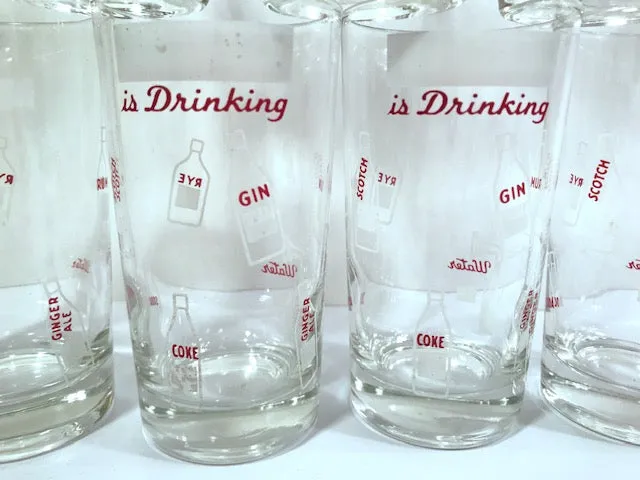 Mid-Century Personalized Vintage "Is Drinking" Glasses (Set of 7)