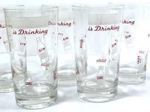 Mid-Century Personalized Vintage "Is Drinking" Glasses (Set of 7)