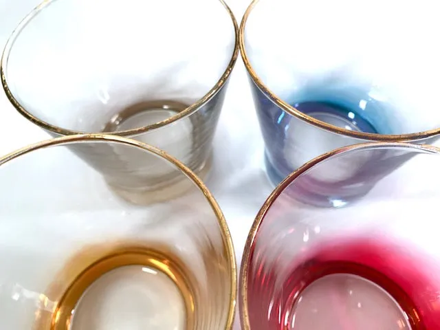 Mid-Century Rainbow Cocktail Glasses (Set of 4)