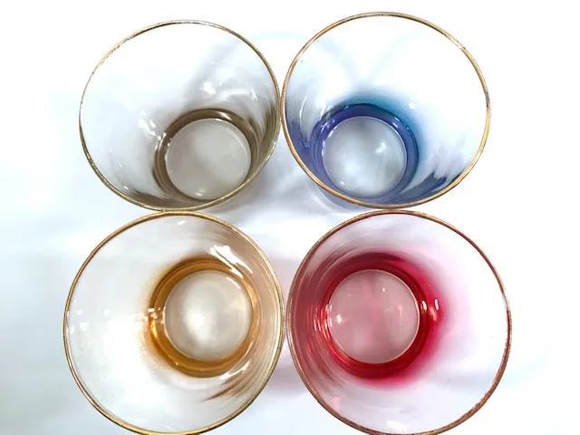 Mid-Century Rainbow Cocktail Glasses (Set of 4)