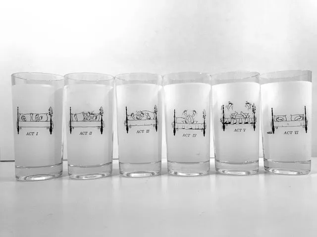 Mid-Century Risque Bedroom Glasses (Set of 6)