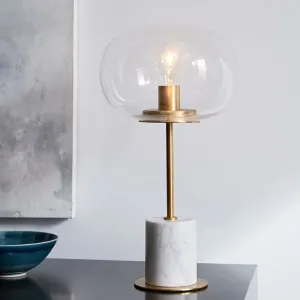 Modern White Marble Table Lamp With Gold Trim