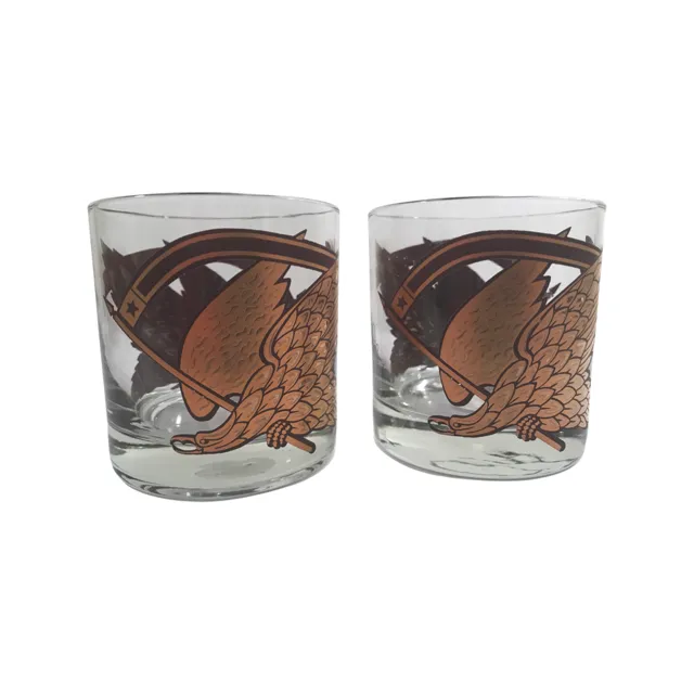 Morgan Signed Mid-Century Golden Eagle Glasses (Set of 5)