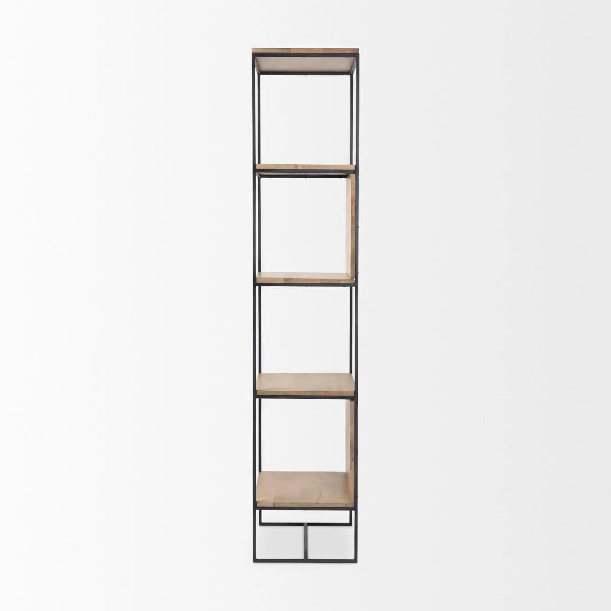 Morris 4 Tier Shelving Unit Brown Wood | Black Metal