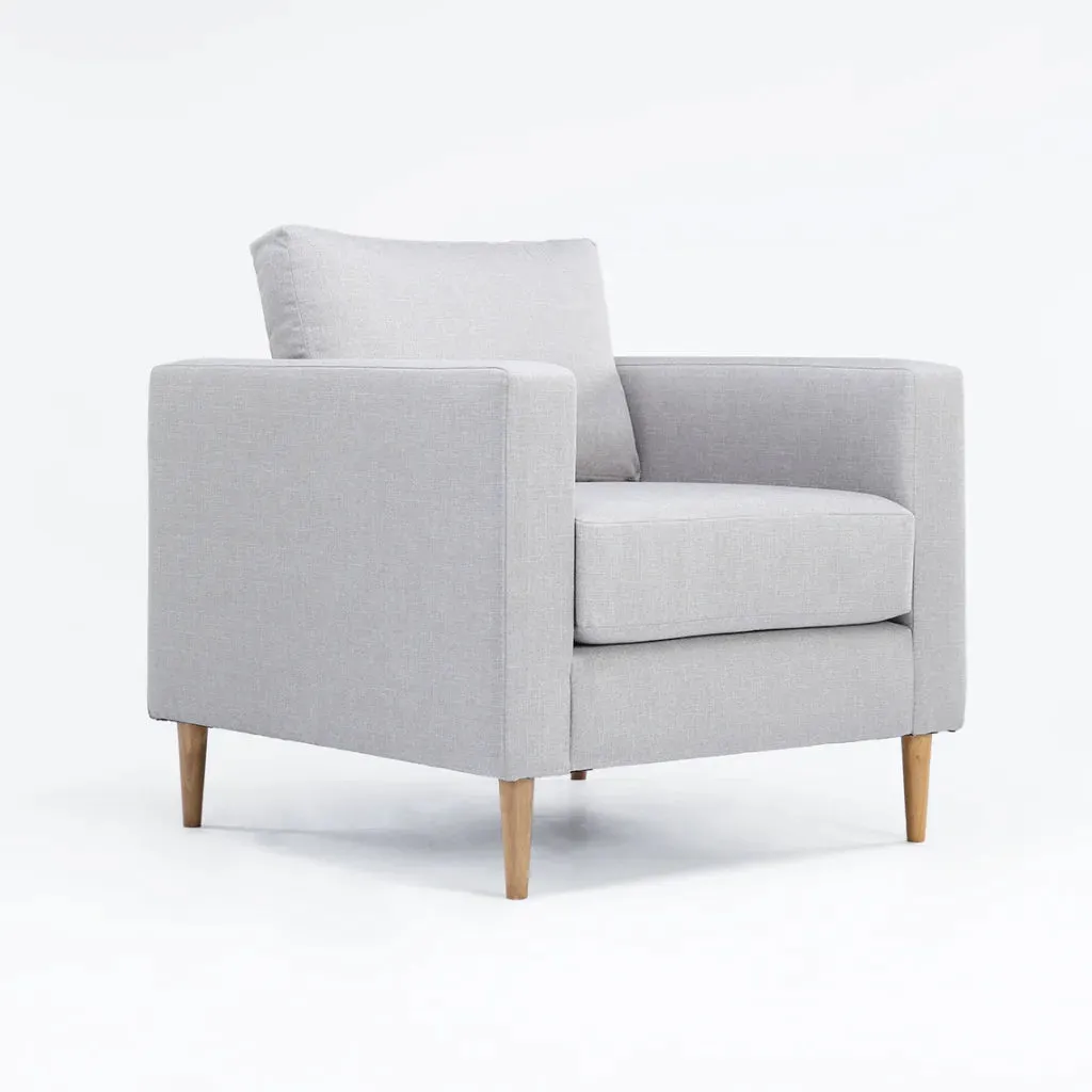 NINO FABRIC ARMCHAIR - PLATINUM/NATURAL LEG