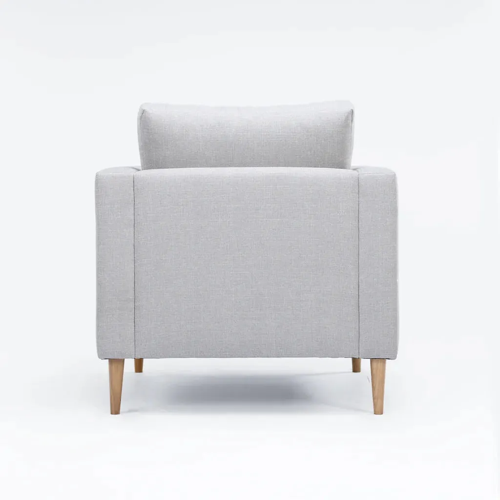 NINO FABRIC ARMCHAIR - PLATINUM/NATURAL LEG