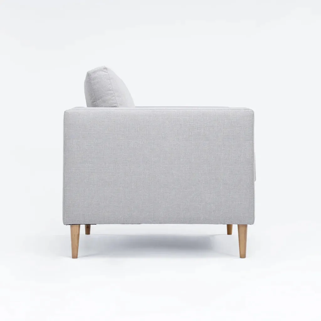 NINO FABRIC ARMCHAIR - PLATINUM/NATURAL LEG