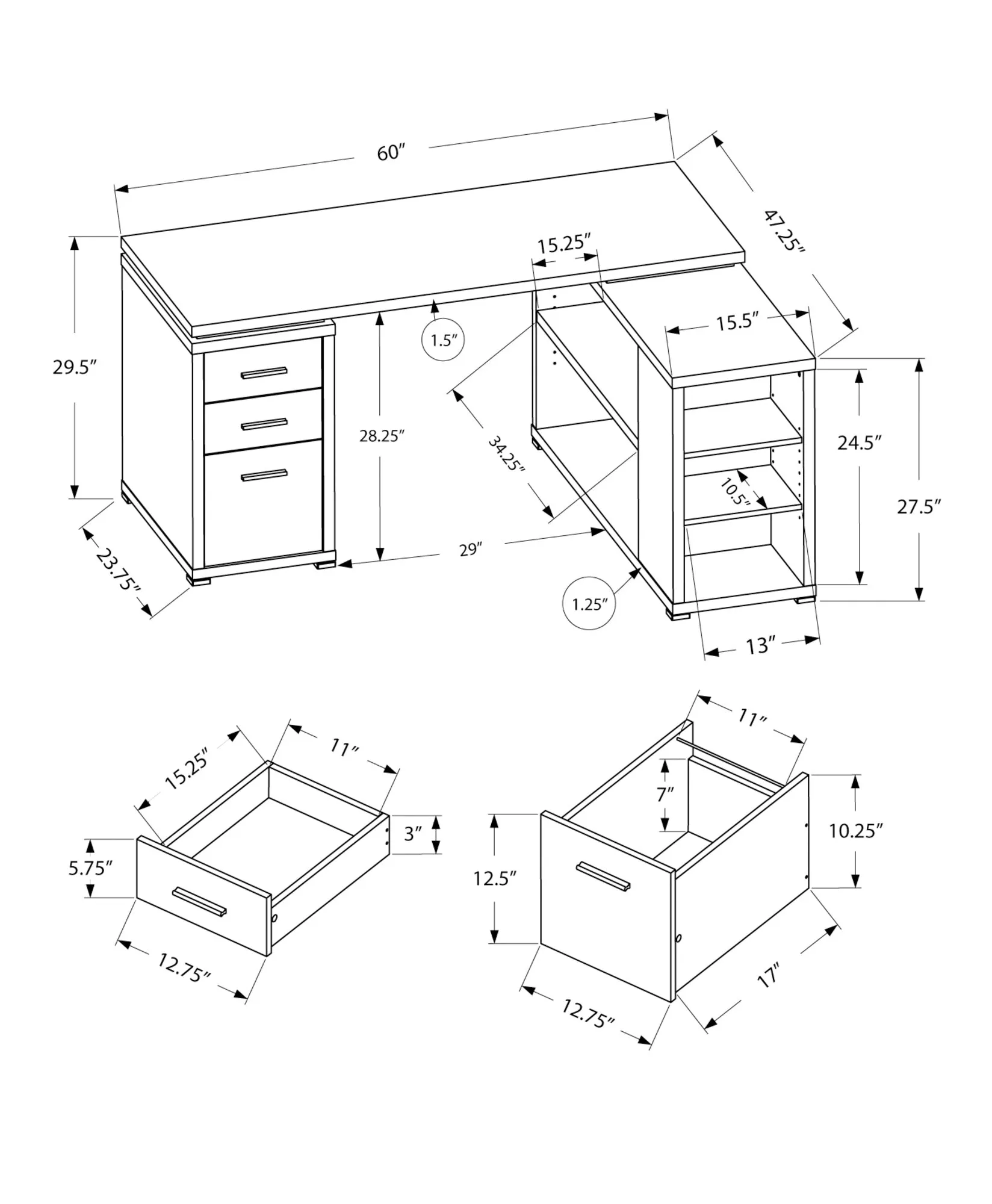 OFFICE SERIES - NATURAL LEFT OR RIGHT FACING CORNER