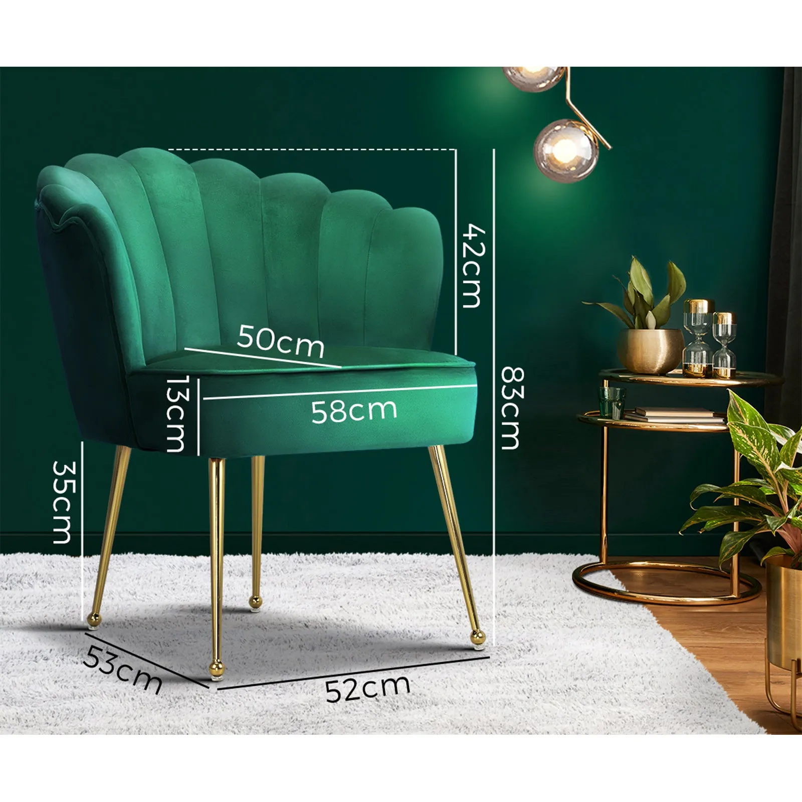 Oikiture Armchair Lounge Sofa Chair Fabric Accent Chairs Armchairs Couches Green