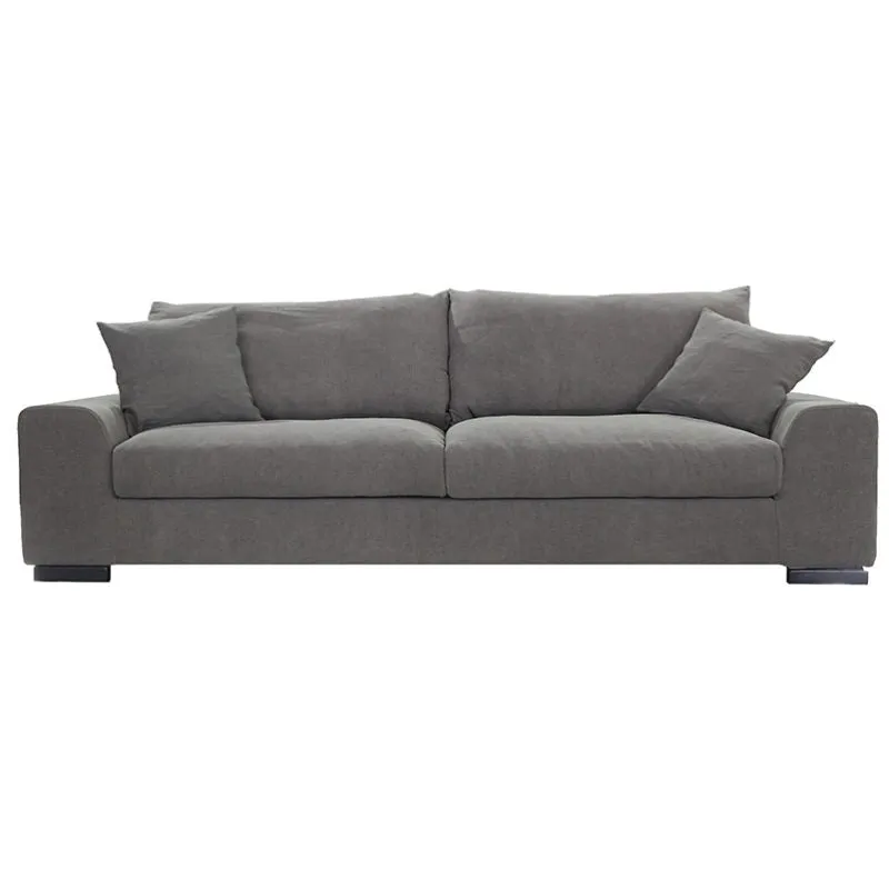 Phoenix Grey Modern Minimalist Three Seater Linen Sofa / Lounge