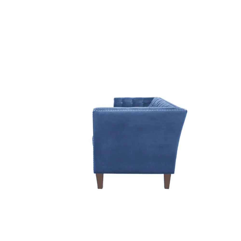 Rosy Sofa Set in Blue Suede Fabric