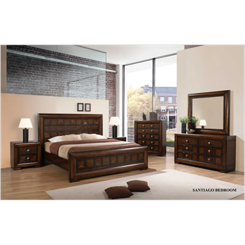 Santiago Bedroom Set - King Bed/Bedside/Dresser/Chest Drawer