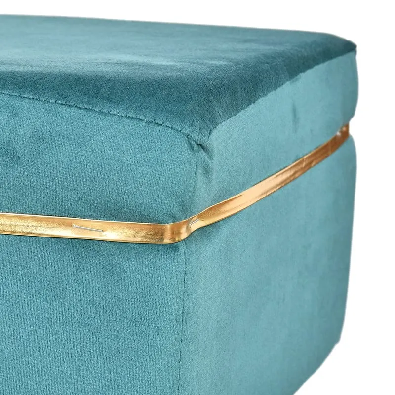 Shadowkart Pouffes Bench Sitting Stool for Living Room Patio Kitchen Bench Puffy Wooden Mudda Ottoman Stools Poof Footstool Pouf for Office Home Decor, Square, 64x33x45 cm, Sea Green