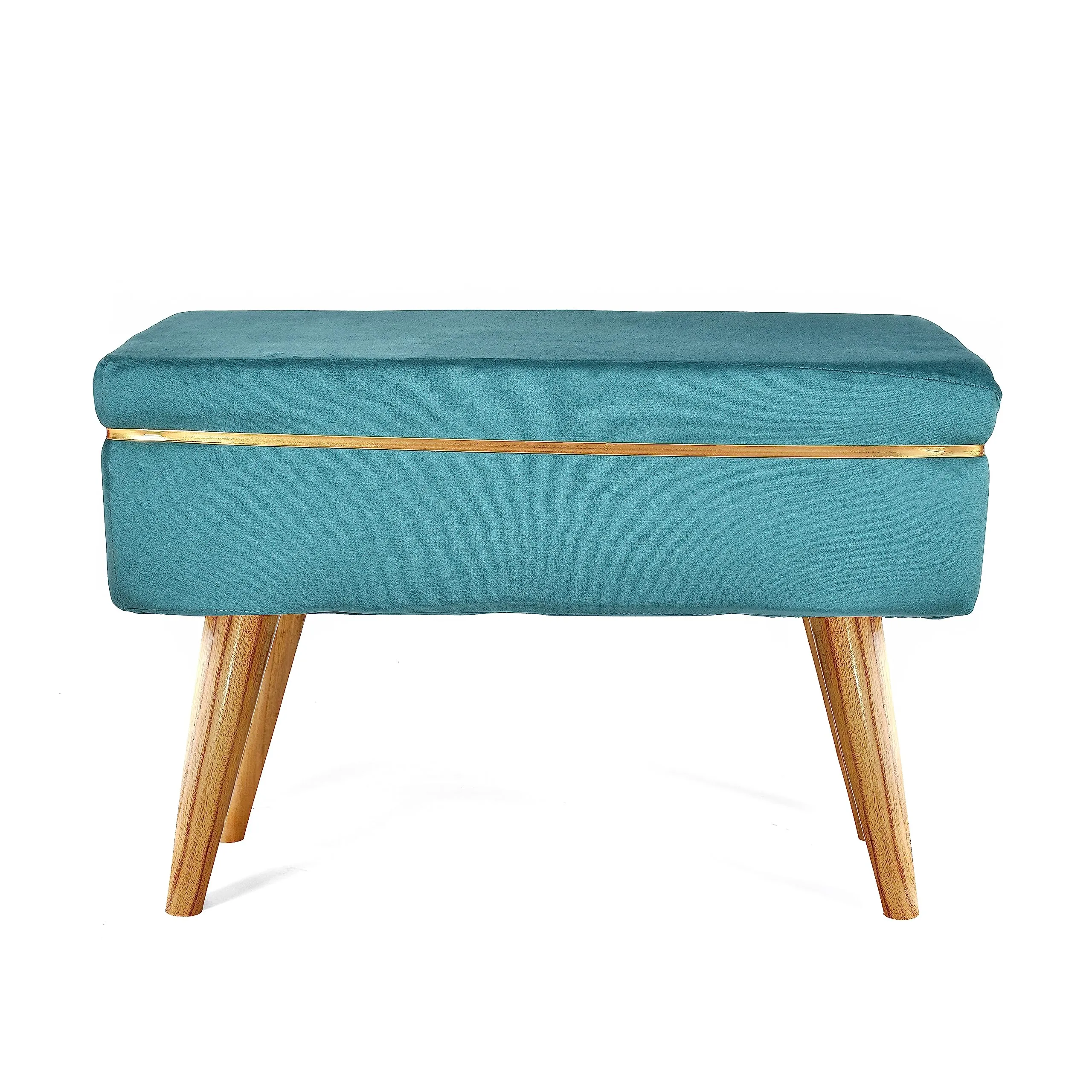 Shadowkart Pouffes Bench Sitting Stool for Living Room Patio Kitchen Bench Puffy Wooden Mudda Ottoman Stools Poof Footstool Pouf for Office Home Decor, Square, 64x33x45 cm, Sea Green