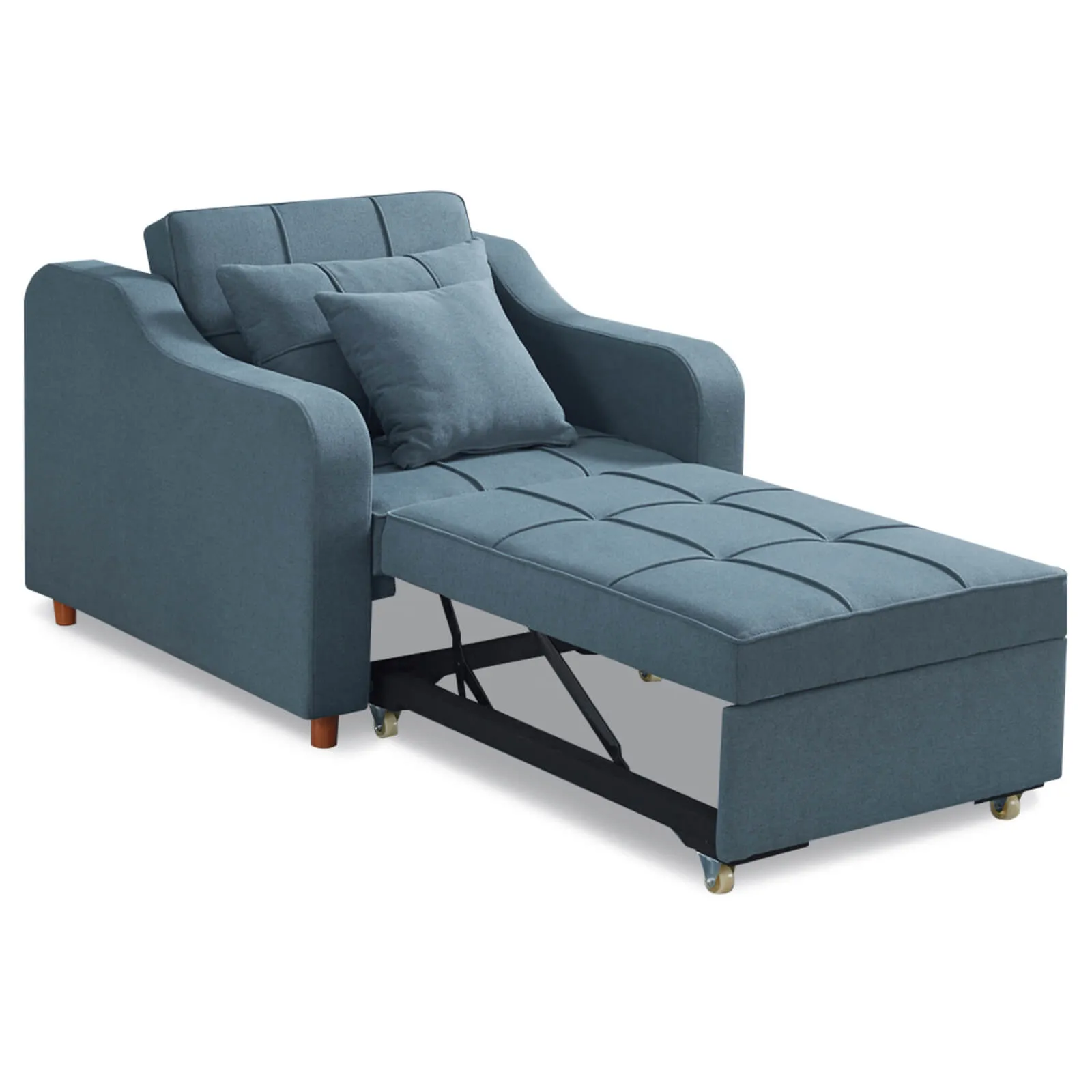 Sofa Bed 3-in-1 Convertible Chair Multi-Functional Sofa Bed Adjustable Recliner(Blue Grey)