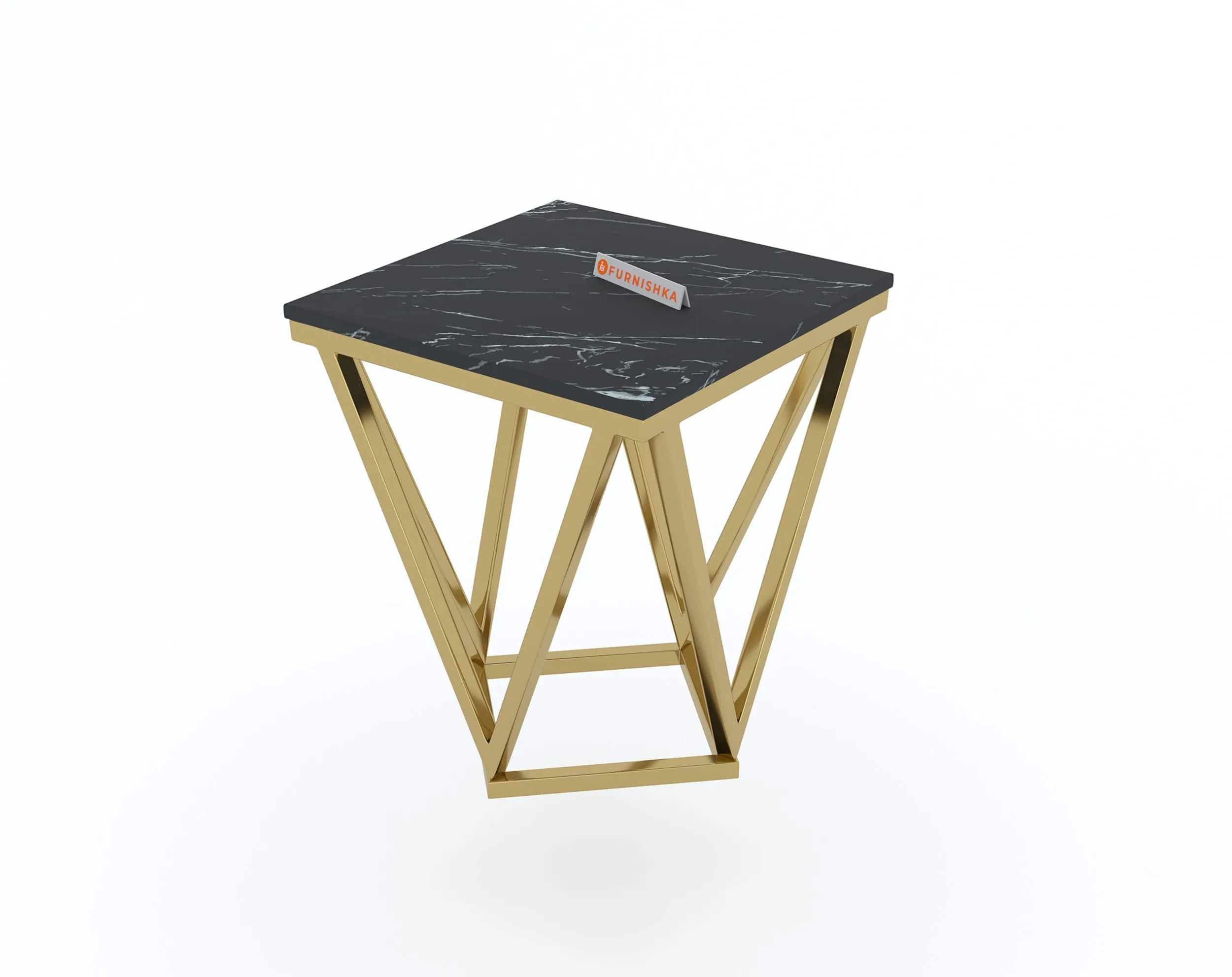 Solaia Side Table with Black Engineered Marble Top