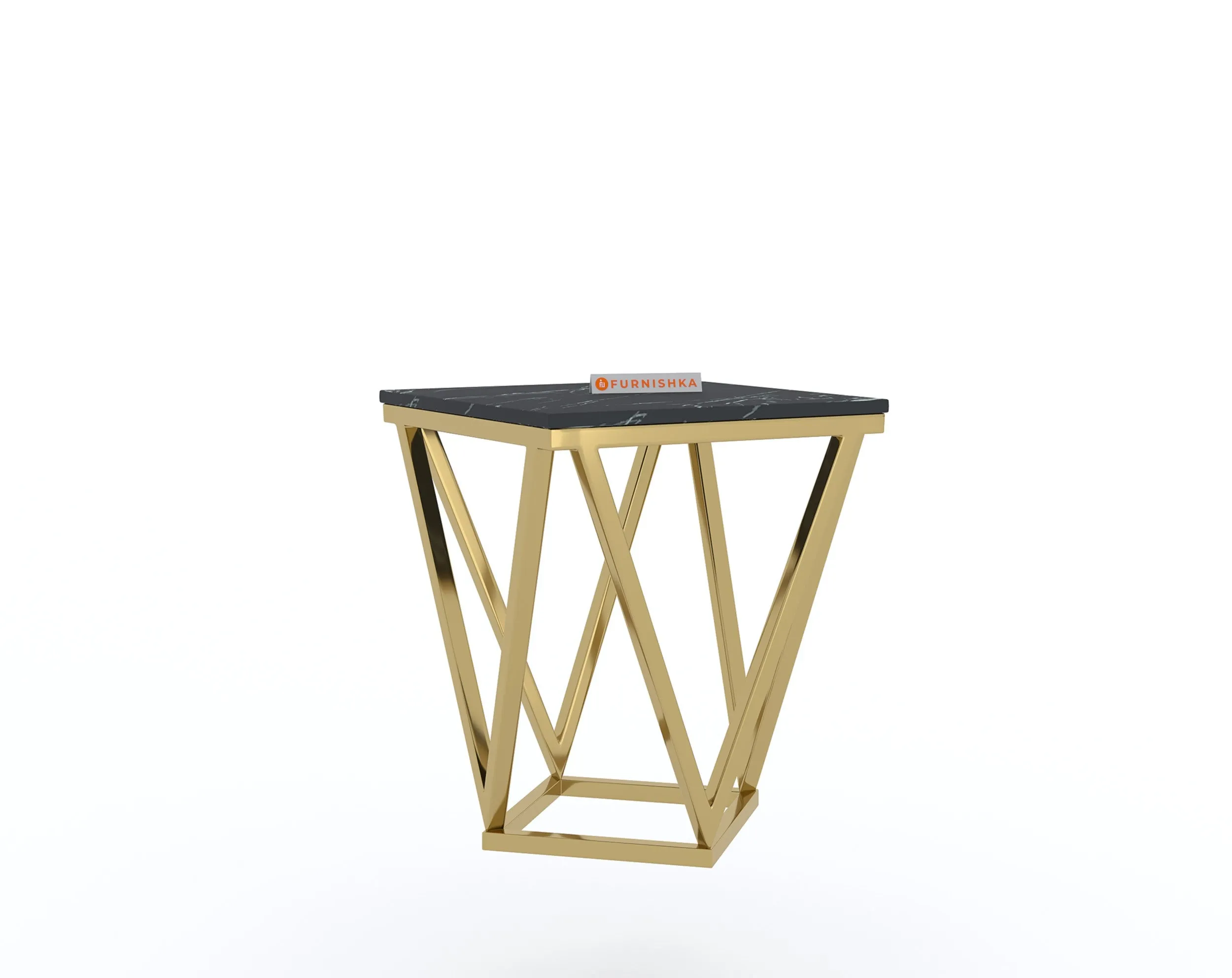 Solaia Side Table with Black Engineered Marble Top