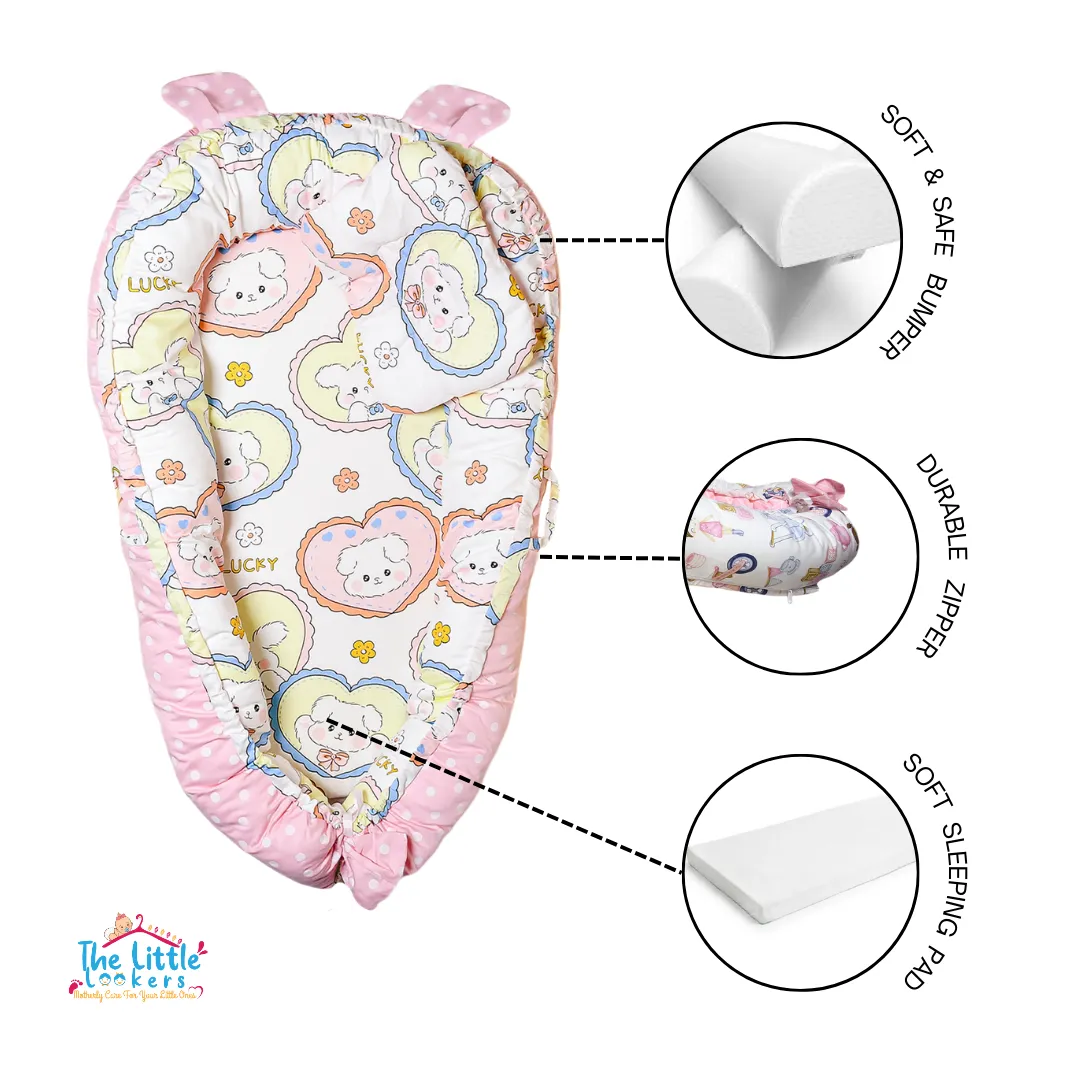 THE LITTLE LOOKERS Baby Sleeping Bed Portable Bassinet | Washable Baby Bedding Set for Newborn Baby/ Infants 0-12 Months