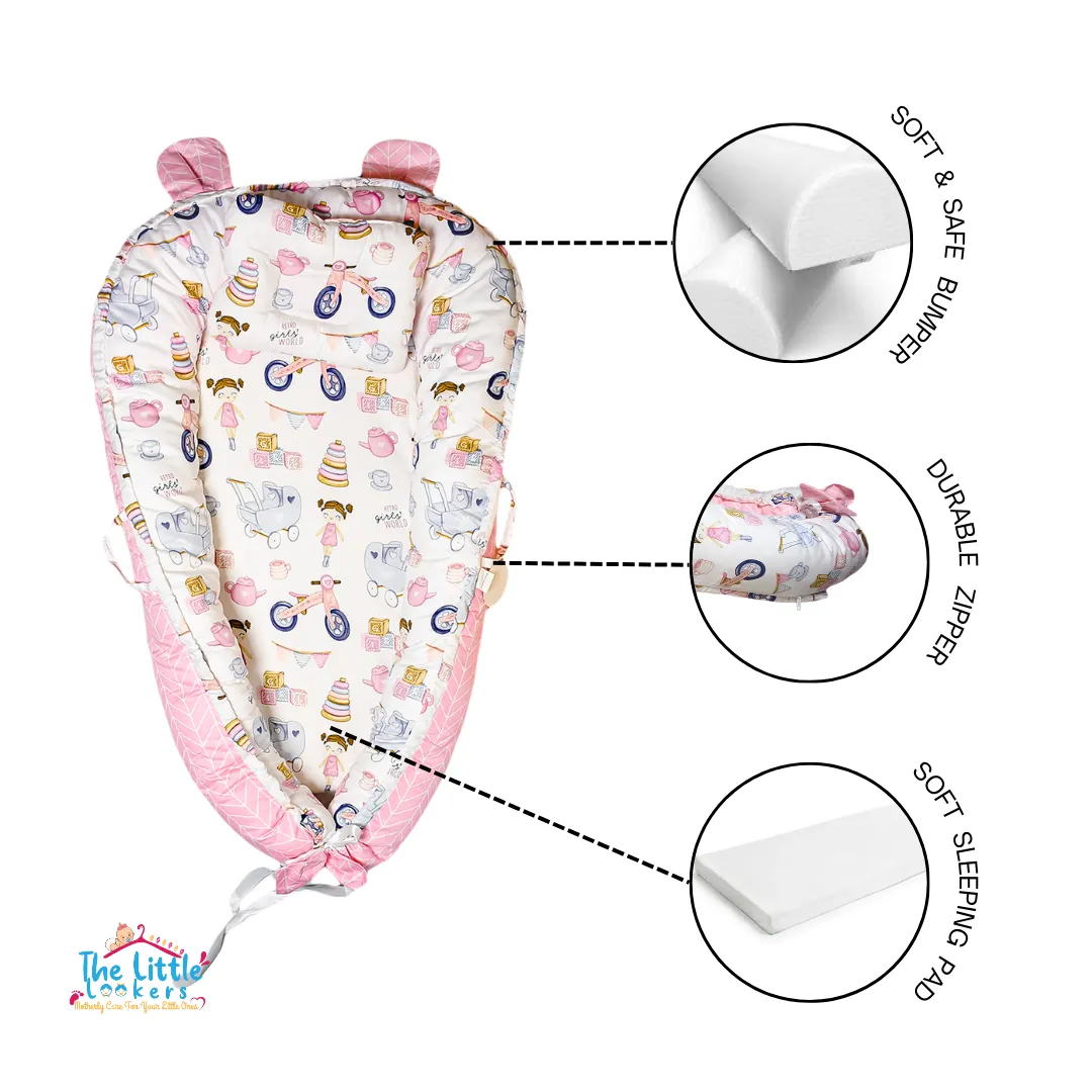 THE LITTLE LOOKERS Baby Sleeping Bed Portable Bassinet | Washable Baby Bedding Set for Newborn Baby/ Infants 0-12 Months