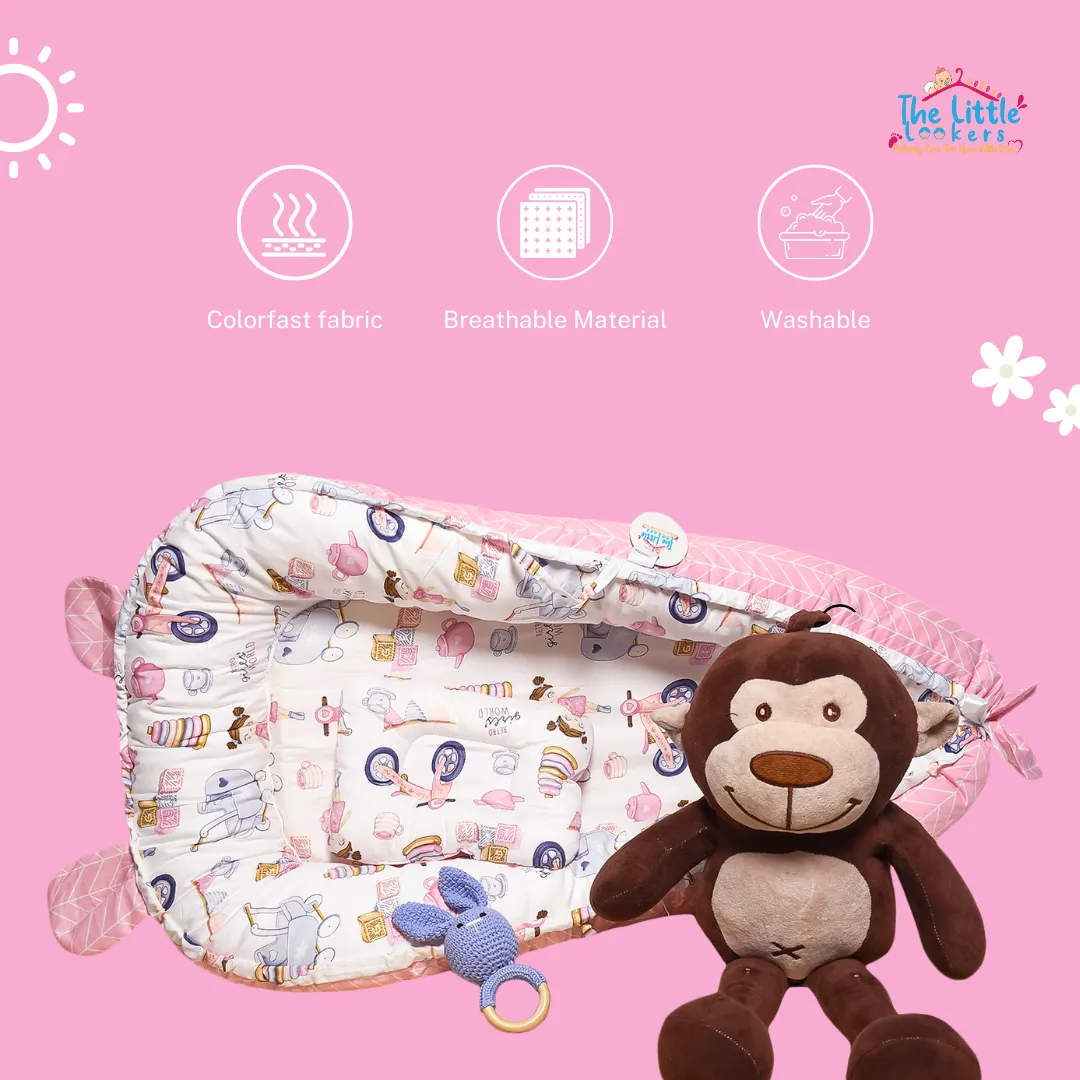 THE LITTLE LOOKERS Baby Sleeping Bed Portable Bassinet | Washable Baby Bedding Set for Newborn Baby/ Infants 0-12 Months