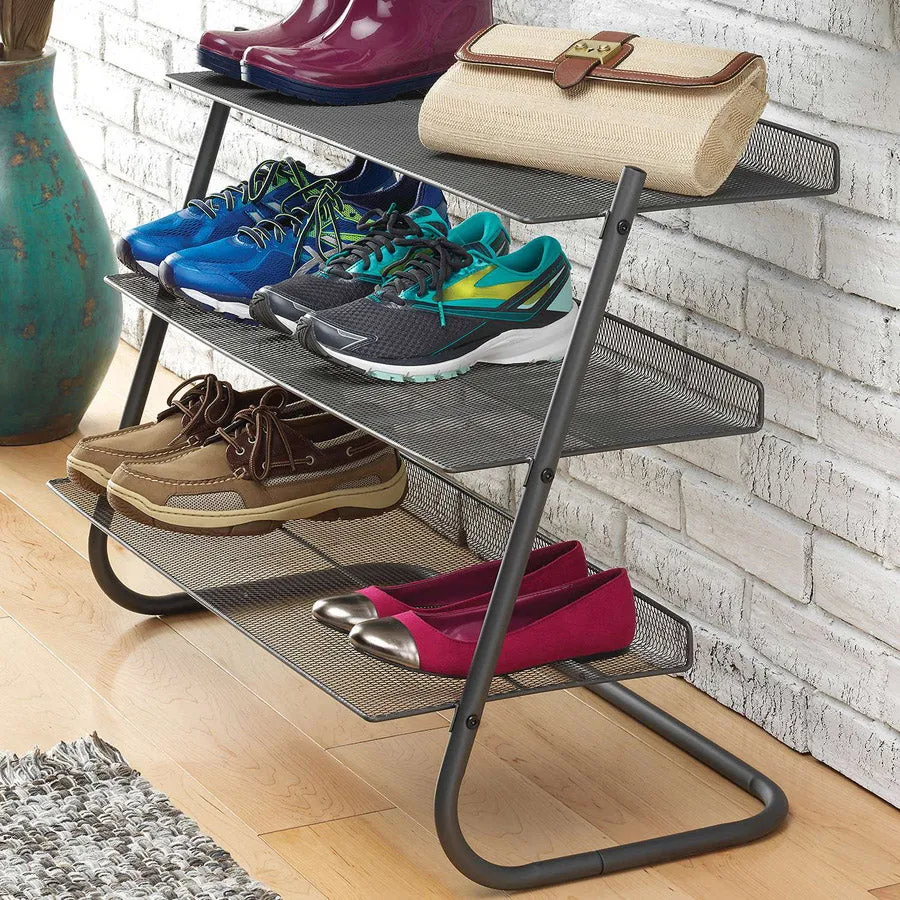 Three Tier Mesh Shelves - Gunmetal