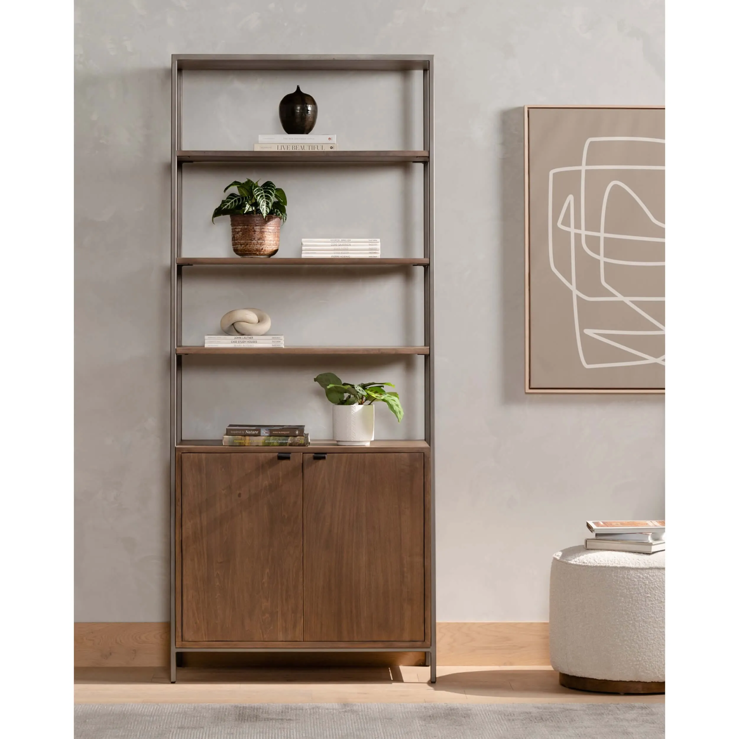 Trey Modular Wide Bookcase, Auburn Poplar