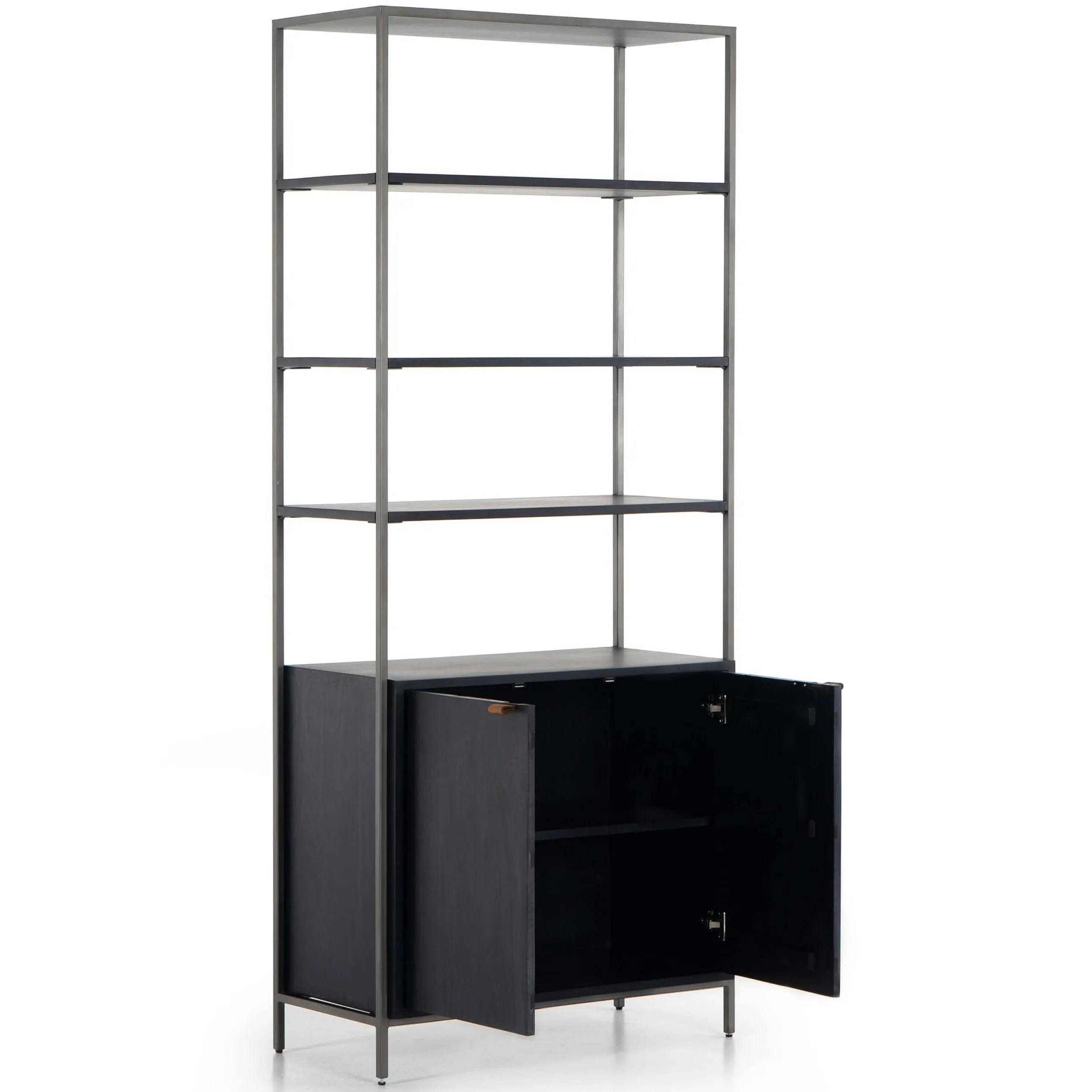 Trey Modular Wide Bookcase, Black Wash