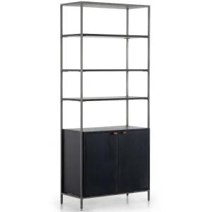 Trey Modular Wide Bookcase, Black Wash