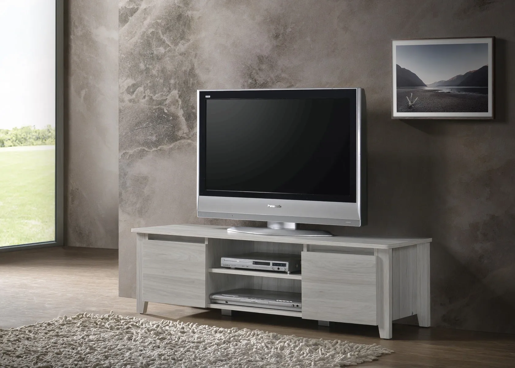 TV Stand Entertainment Unit 120cm In White Oak