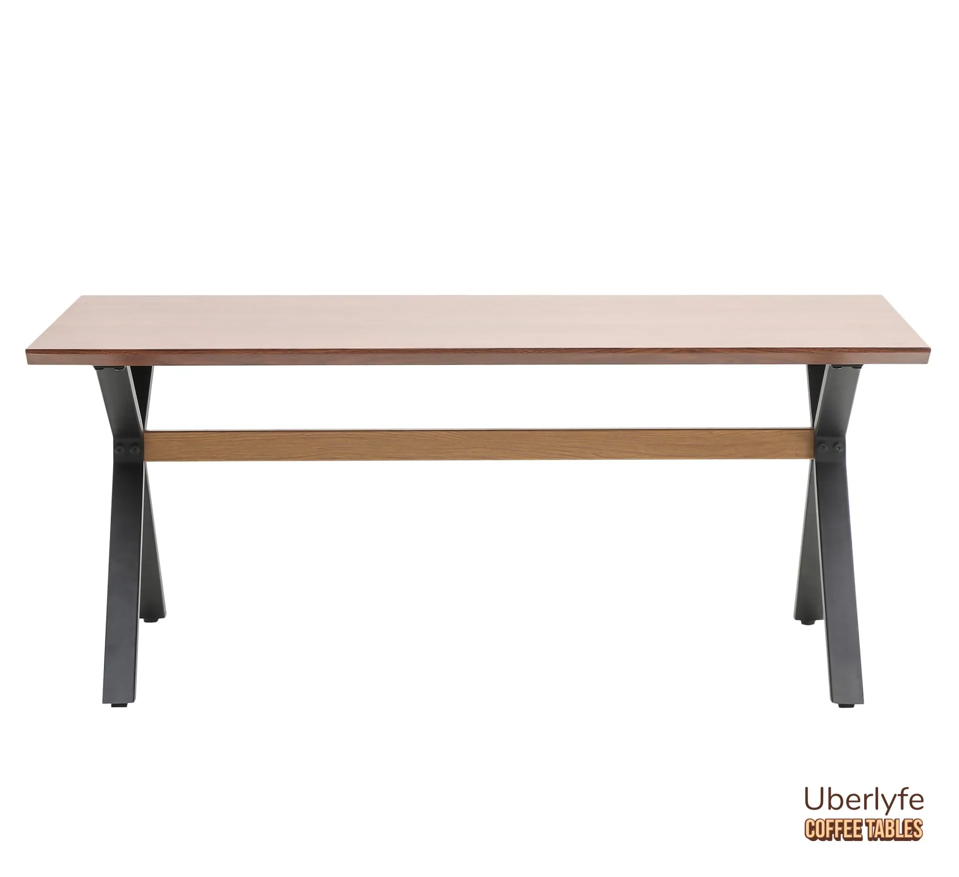 uberlyfe Coffee Table for Living Room, Cocktail Table, Center Table for Bedroom, Office | Teak Wood Finish | H Type, Large