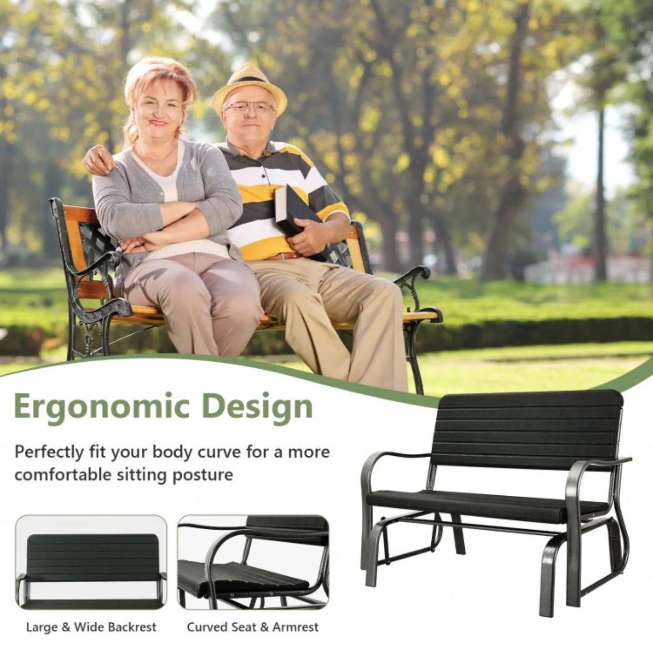 Very Relaxing Heavy Duty Outdoor Patio Swing Bench Love-seat | Smooth Gliding | Steel Frame | Rust Resistant