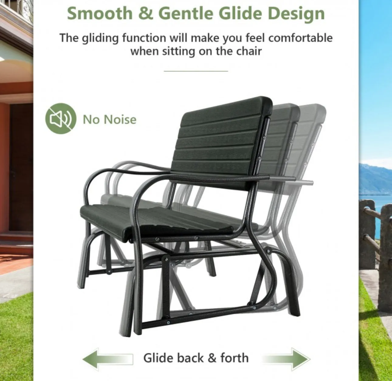 Very Relaxing Heavy Duty Outdoor Patio Swing Bench Love-seat | Smooth Gliding | Steel Frame | Rust Resistant